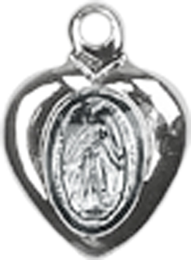 Sterling Silver Miraculous Heart Medal