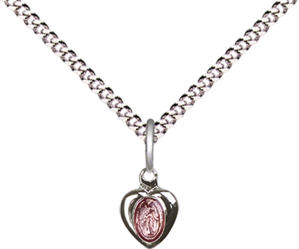Sterling Silver Miraculous Pendant on a 18 inch Light Rhodium Light Curb chain