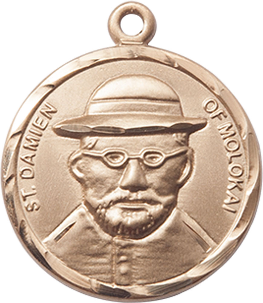 14kt Gold Saint Damien of Molokai Medal