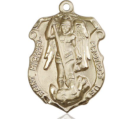 14kt Gold Saint Michael the Archangel Shield Medal