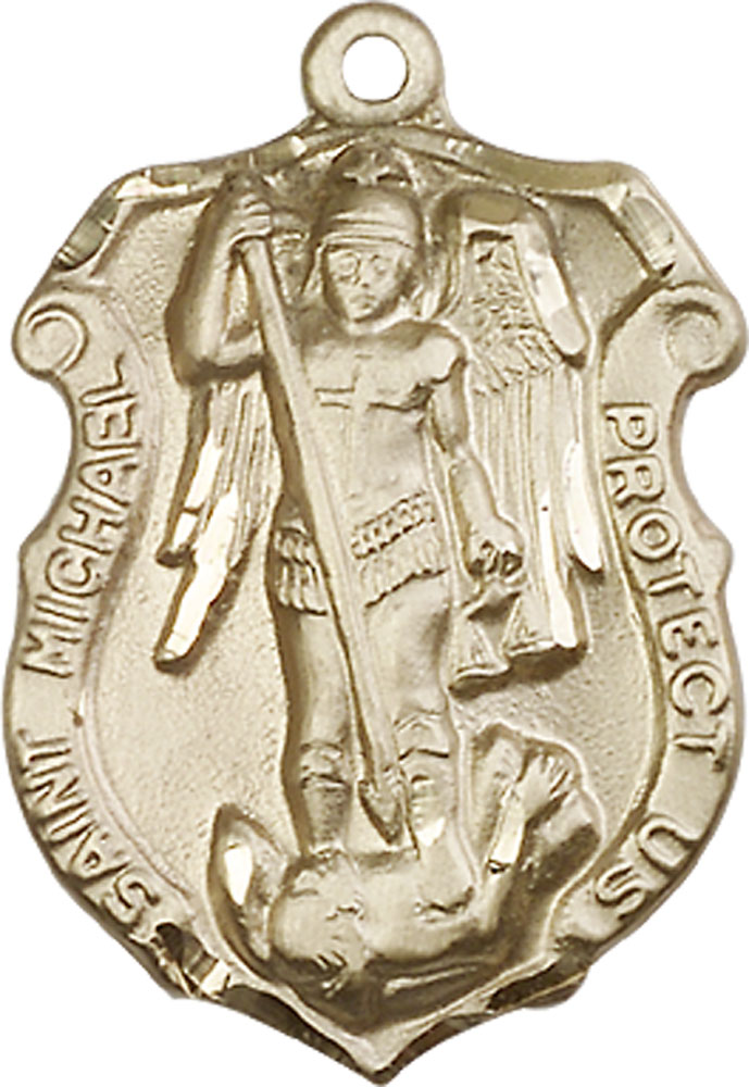 14kt Gold Saint Michael the Archangel Shield Medal