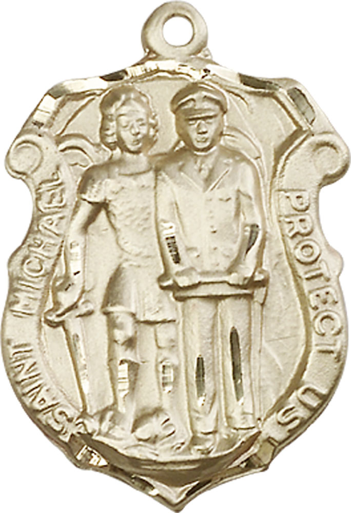 14kt Gold Saint Michael the Archangel Police Shield Medal