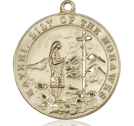 14kt Gold Saint Kateri Medal