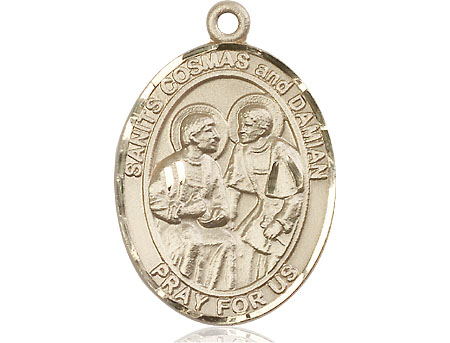 14kt Gold Saints Cosmas &amp; Damian Medal