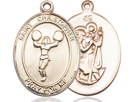 14kt Gold Saint Christopher Cheerleading Medal