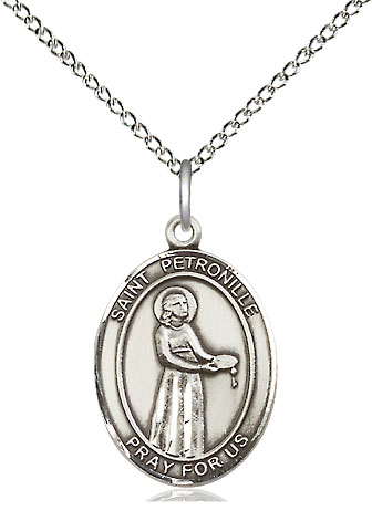 Sterling Silver Saint Petronille Pendant on a 18 inch Sterling Silver Light Curb chain