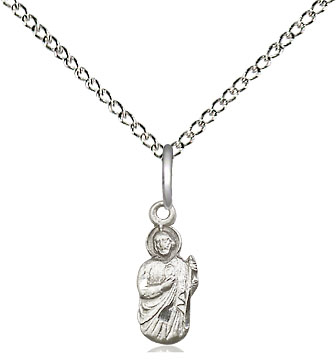 Sterling Silver Saint Jude Pendant on a 18 inch Sterling Silver Light Curb chain