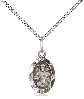 Sterling Silver Saint Joseph Pendant on a 18 inch Sterling Silver Light Curb chain