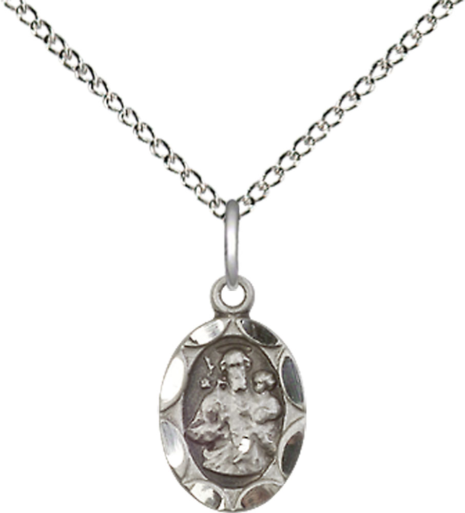 Sterling Silver Saint Joseph Pendant on a 18 inch Sterling Silver Light Curb chain