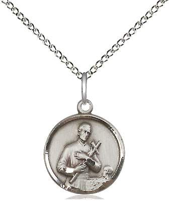 Sterling Silver Saint Gerard Pendant on a 18 inch Sterling Silver Light Curb chain