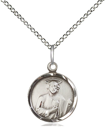 Sterling Silver Saint Jude Pendant on a 18 inch Sterling Silver Light Curb chain