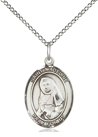 Sterling Silver Saint Madeline Sophie Barat Pendant on a 18 inch Sterling Silver Light Curb chain