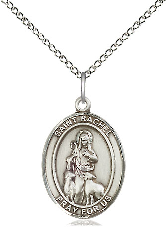 Sterling Silver Saint Rachel Pendant on a 18 inch Sterling Silver Light Curb chain