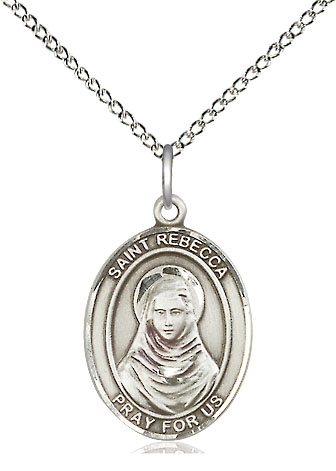 Sterling Silver Saint Rebecca Pendant on a 18 inch Sterling Silver Light Curb chain