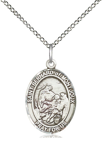 Sterling Silver Saint Bernard of Montjoux Pendant on a 18 inch Sterling Silver Light Curb chain