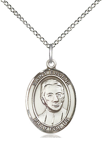 Sterling Silver Saint Eugene de Mazenod Pendant on a 18 inch Sterling Silver Light Curb chain