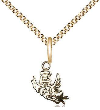 14kt Gold Filled Guardian Angel Pendant on a 18 inch Gold Plate Light Curb chain