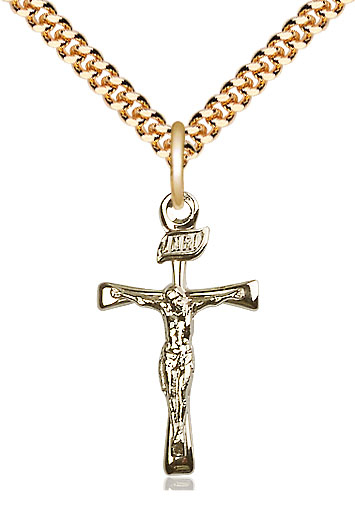 14kt Gold Filled Maltese Crucifix Pendant on a 24 inch Gold Plate Heavy Curb chain