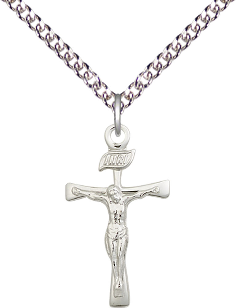 Sterling Silver Maltese Crucifix Pendant on a 24 inch Sterling Silver Heavy Curb chain