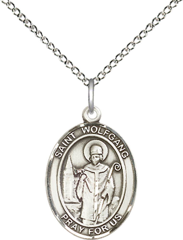 Sterling Silver Saint Wolfgang Pendant on a 18 inch Sterling Silver Light Curb chain