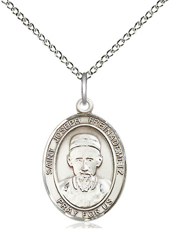 Sterling Silver Saint Joseph Freinademetz Pendant on a 18 inch Sterling Silver Light Curb chain