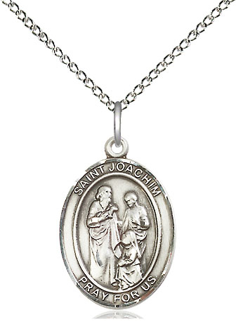 Sterling Silver Saint Joachim Pendant on a 18 inch Sterling Silver Light Curb chain