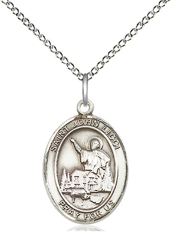 Sterling Silver Saint John Licci Pendant on a 18 inch Sterling Silver Light Curb chain