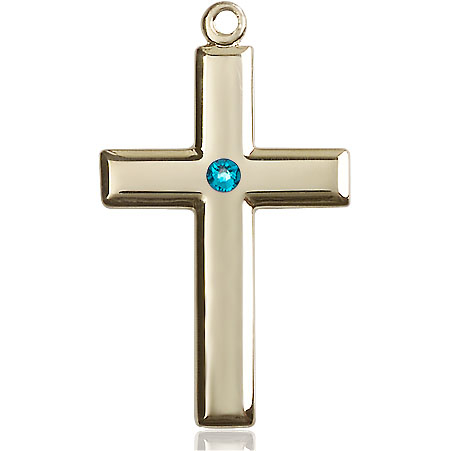 14kt Gold Filled Cross Medal with a 3mm Zircon Swarovski stone