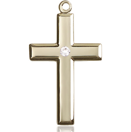 14kt Gold Filled Cross Medal with a 3mm Crystal Swarovski stone