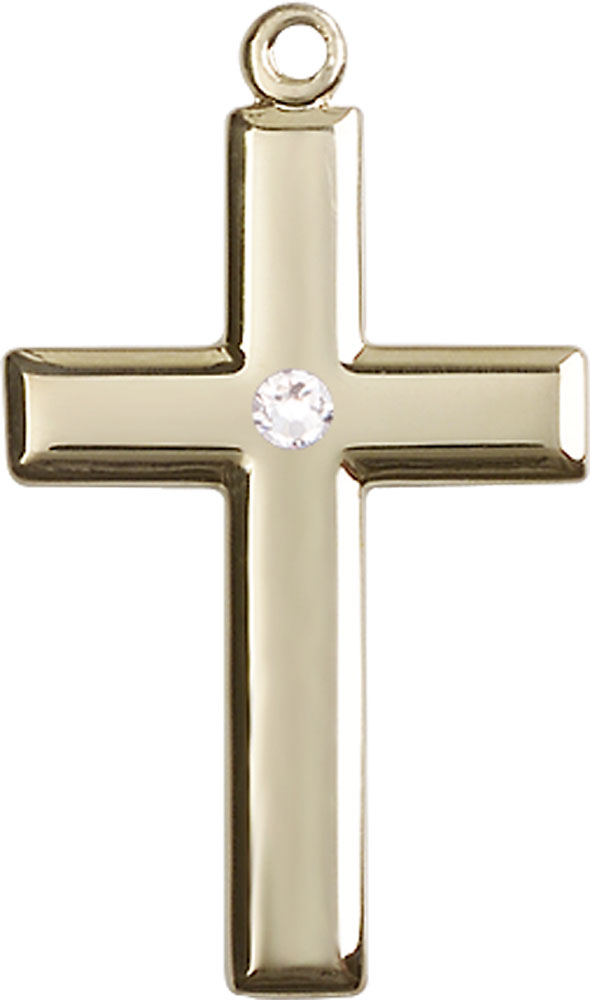 14kt Gold Filled Cross Medal with a 3mm Crystal Swarovski stone