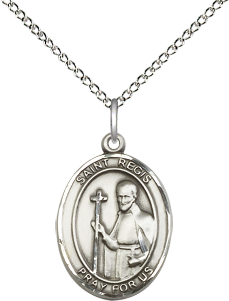 Sterling Silver Saint Regis Pendant on a 18 inch Sterling Silver Light Curb chain