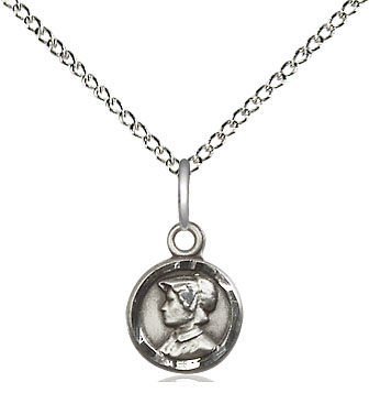 Sterling Silver Saint Elizabeth Ann Seton Pendant on a 18 inch Sterling Silver Light Curb chain