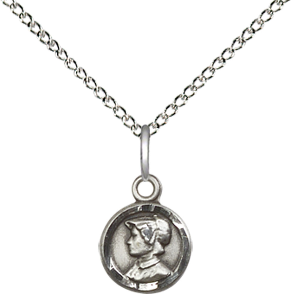 Sterling Silver Saint Elizabeth Ann Seton Pendant on a 18 inch Sterling Silver Light Curb chain