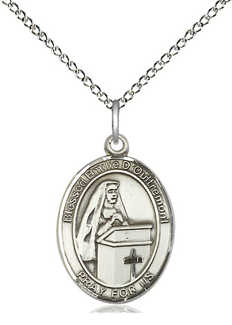 Sterling Silver Blessed Emilee Doultremont Pendant on a 18 inch Sterling Silver Light Curb chain