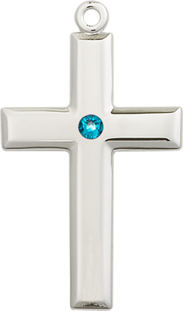 Sterling Silver Cross Medal with a 3mm Zircon Swarovski stone