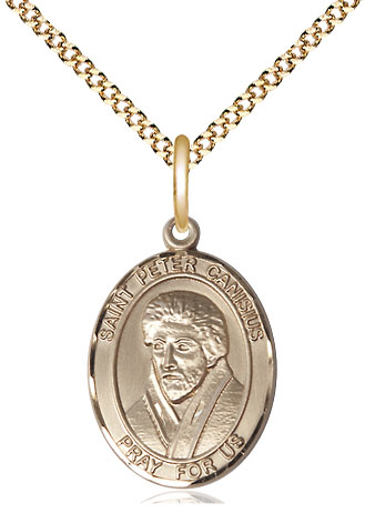 14kt Gold Filled Saint Peter Canisius Pendant on a 18 inch Gold Plate Light Curb chain