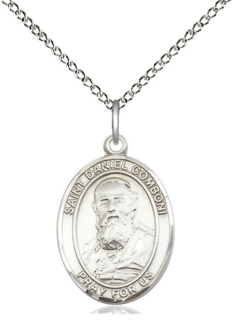 Sterling Silver Saint Daniel Comboni Pendant on a 18 inch Sterling Silver Light Curb chain
