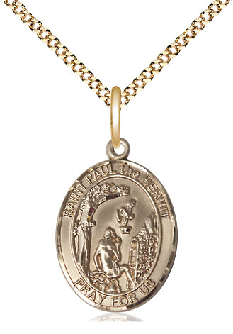 14kt Gold Filled Paul the Hermit Pendant on a 18 inch Gold Plate Light Curb chain