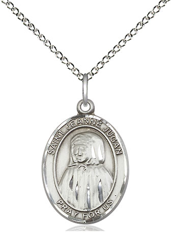 Sterling Silver Saint Jeanne Jugan Pendant on a 18 inch Sterling Silver Light Curb chain