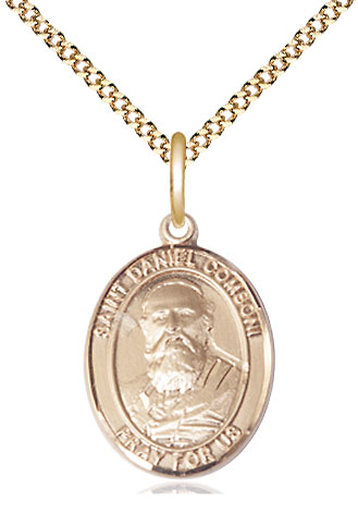 14kt Gold Filled Saint Daniel Comboni Pendant on a 18 inch Gold Plate Light Curb chain