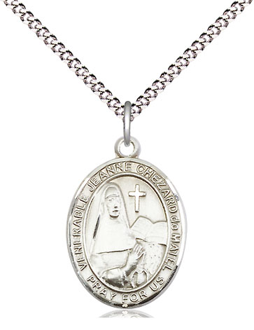 Sterling Silver Jeanne Chezard de Matel Pendant on a 18 inch Light Rhodium Light Curb chain