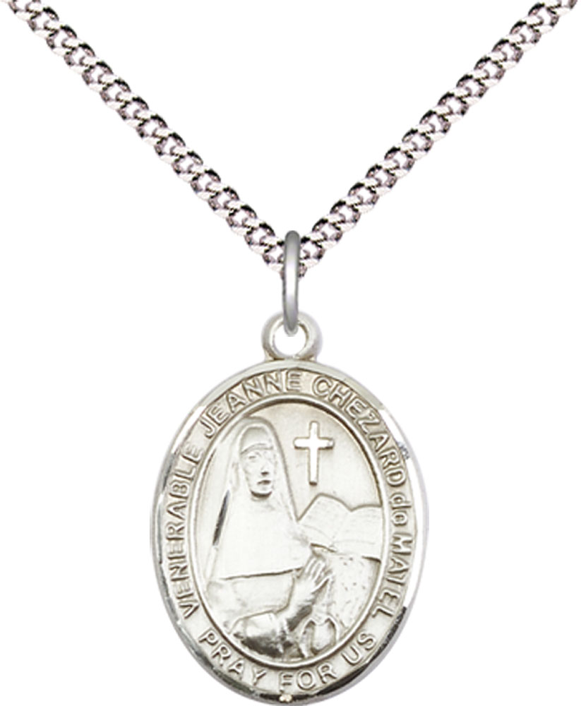 Sterling Silver Jeanne Chezard de Matel Pendant on a 18 inch Light Rhodium Light Curb chain