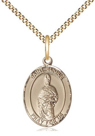 14kt Gold Filled Saint Eligius Pendant on a 18 inch Gold Plate Light Curb chain