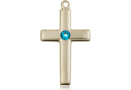 14kt Gold Filled Cross Medal with a 3mm Zircon Swarovski stone