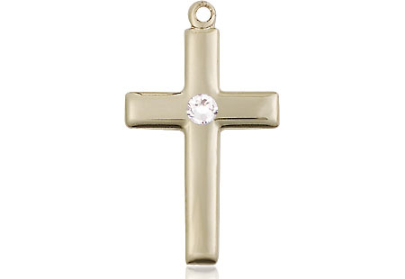 14kt Gold Filled Cross Medal with a 3mm Crystal Swarovski stone