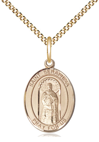 14kt Gold Filled Saint Seraphina Pendant on a 18 inch Gold Plate Light Curb chain