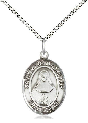 Sterling Silver Saint Mary Mackillop Pendant on a 18 inch Sterling Silver Light Curb chain