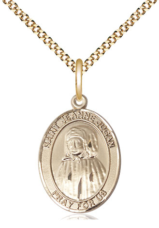 14kt Gold Filled Saint Jeanne Jugan Pendant on a 18 inch Gold Plate Light Curb chain