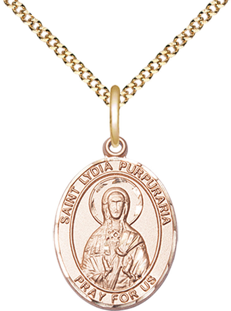 14kt Gold Filled Saint Lydia Purpuraria Pendant on a 18 inch Gold Plate Light Curb chain