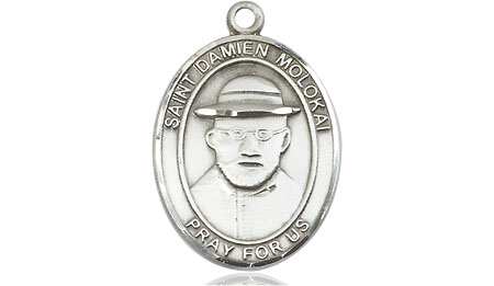 Sterling Silver Saint Damien of Molokai Medal